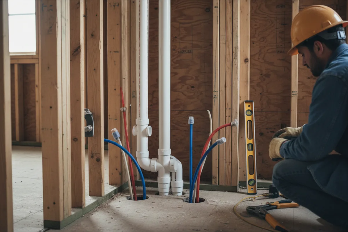 Drain and supply rough-in during Drain Cleaning in Seabrook